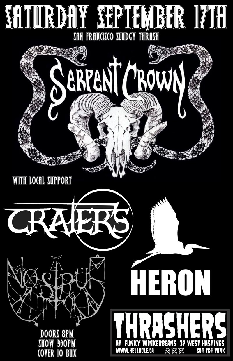 DOOOOOMMMM~~: Craters, Heron, SERPENT CROWN, Nostrum @ Funky Winker Beans Sep 17 2016 - May 6th @ Funky Winker Beans