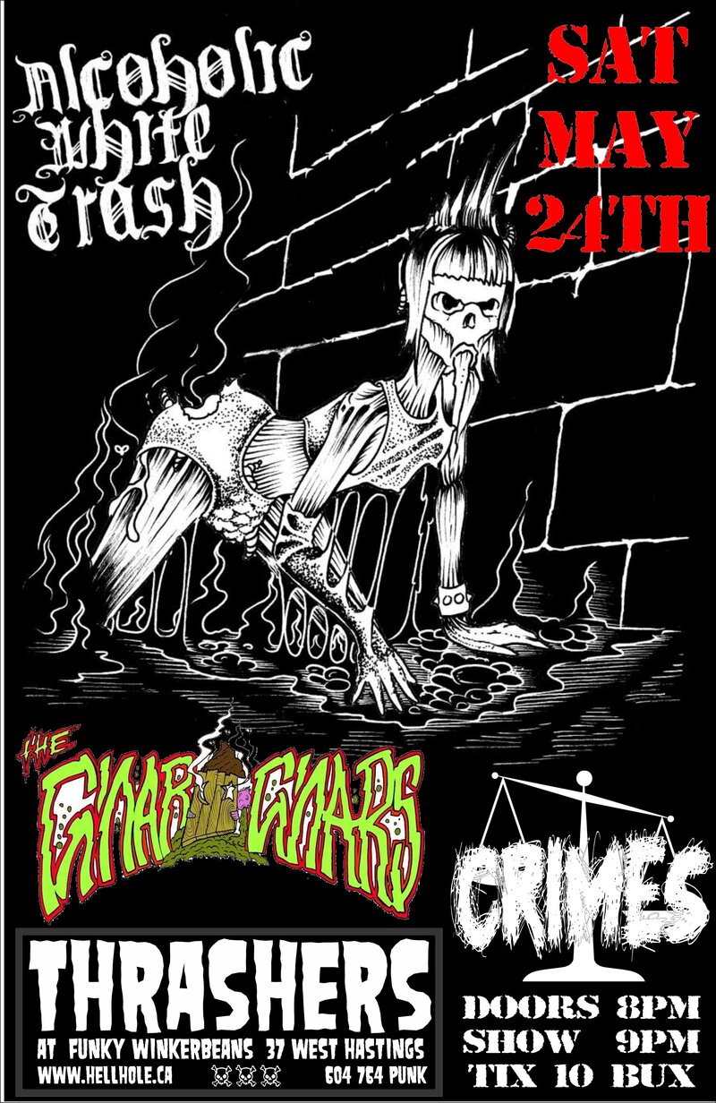 AWT LAST SHOW EVER~~: Alcoholic White Trash, The Gnar Gnars, CRIMES (CANCELLED) @ Funky Winker Beans May 24 2014 - May 5th @ Funky Winker Beans