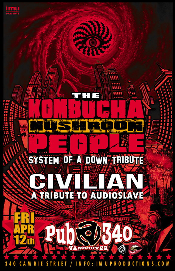 System of a Down & Audioslave Tributes: The Kombucha Mushroom People, Civilian  @ Pub 340 Apr 12 2019 - May 6th @ Pub 340