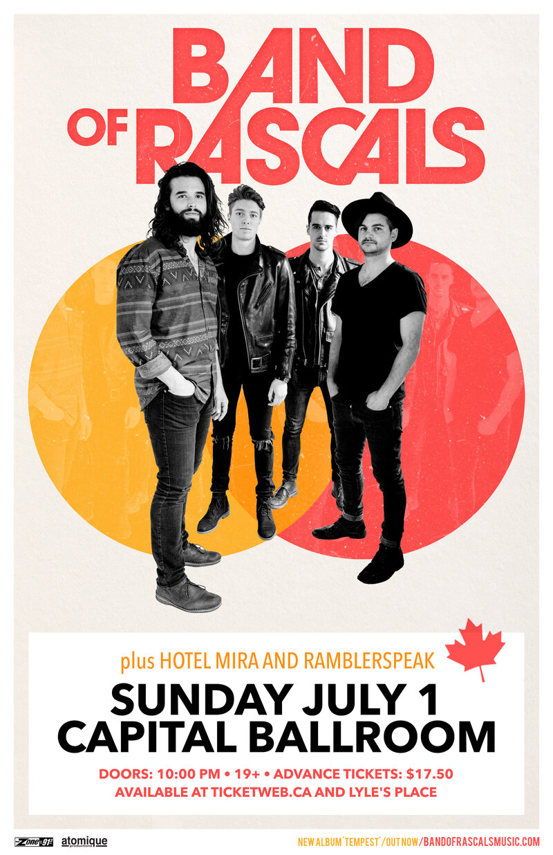 Band of Rascals, Hotel Mira, Ramblerspeak @ Capital Ballroom Jul 1 2018 - Jun 14th @ Capital Ballroom