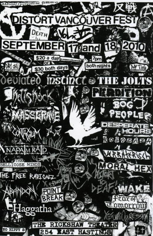 DEVIATED INSTINCT , hellshock, Mass Grave, Contagium, NAPALM RAID , Bellicose Minds, Free Radicalz, Abandon @ Rickshaw Theatre Sep 17 2010 - May 7th @ Rickshaw Theatre