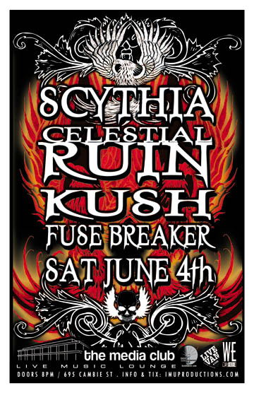 Scythia, Celestial Ruin, Kush, Fuse Breaker  @ The Media Club Dec 31 1969 - May 8th @ The Media Club