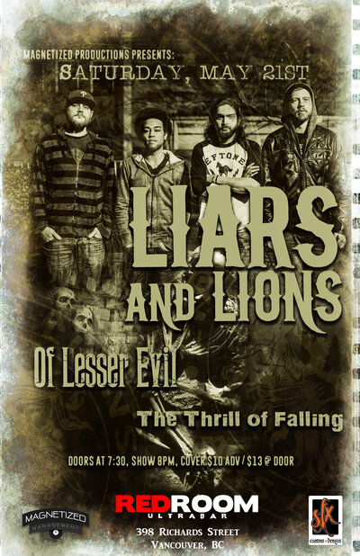 Liars and Lions, OF Lesser Evil, The Thrill of Falling @ The Red Room May 21 2016 - May 6th @ The Red Room