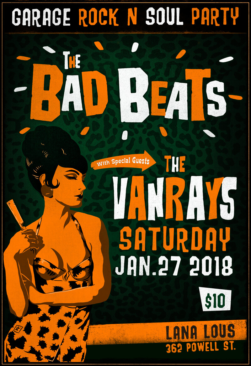 The Bad Beats, The VanRays @ LanaLou's Jan 27 2018 - May 6th @ LanaLou's