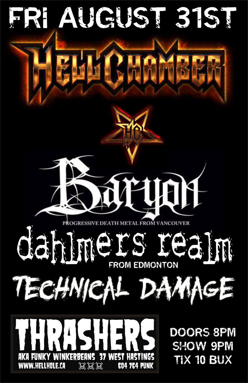 Hellchamber, Baryon, DAHLMERS REALM, Technical Damage @ Funky Winker Beans Aug 31 2012 - May 7th @ Funky Winker Beans