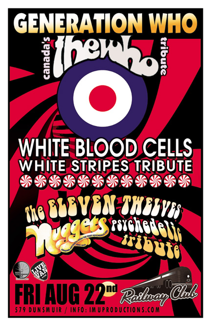 Who, White Stripes, & Psychedelic Nuggets Tributes!: Generation Who (Canada's Who Tribute), White Blood Cells, The Eleven Twelves @ Railway Club Aug 22 2014 - May 8th @ Railway Club