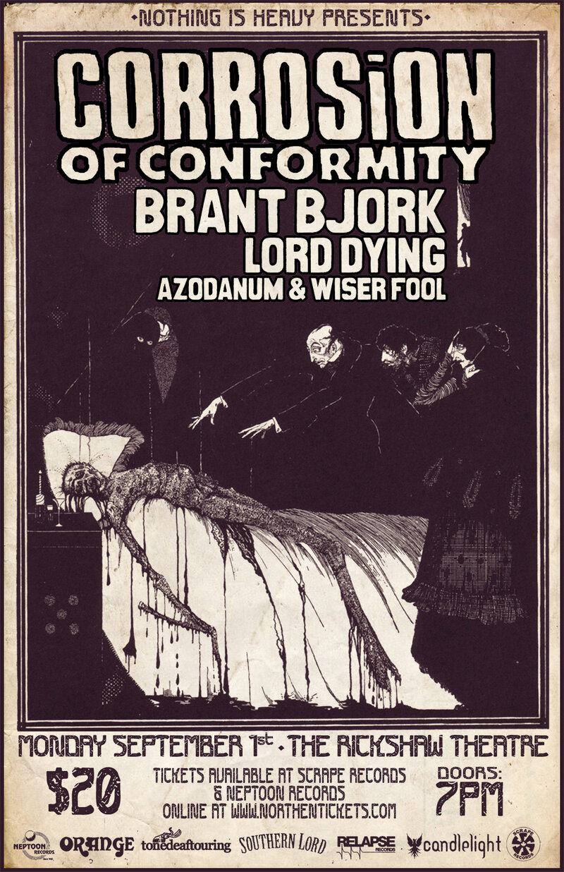 Corrosion of Conformity, Brant Bjork, Lord Dying, Wiser Fool, Azodanum @ Rickshaw Theatre Sep 1 2014 - May 6th @ Rickshaw Theatre