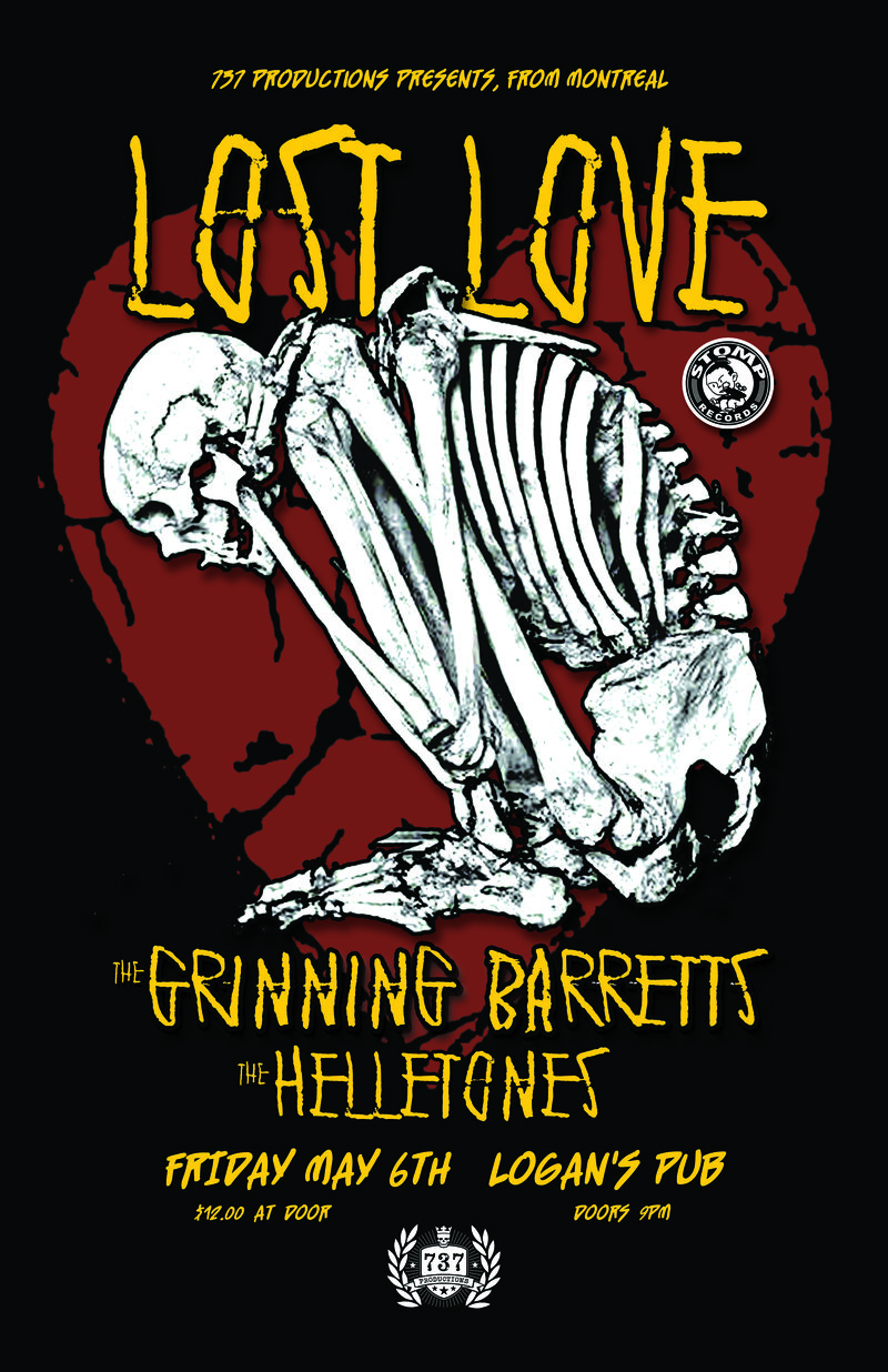 Lost Love, The Grinning Barretts, The Helletones @ Logan's Pub May 6 2016 - May 7th @ Logan's Pub