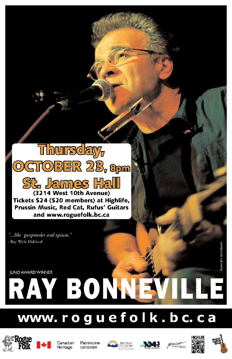 Ray Bonneville @ St. James Community Hall Oct 23 2014 - May 6th @ St. James Community Hall