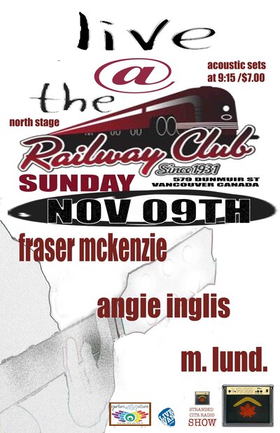 Angie Inglis, Fraser Mckenzie, M.Lund @ Railway Club Nov 9 2014 - May 13th @ Railway Club