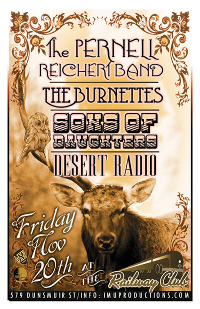 Pernell Reichert Band, The Burnettes, Sons of Daughters, Desert Radio @ Railway Club Nov 20 2015 - May 10th @ Railway Club