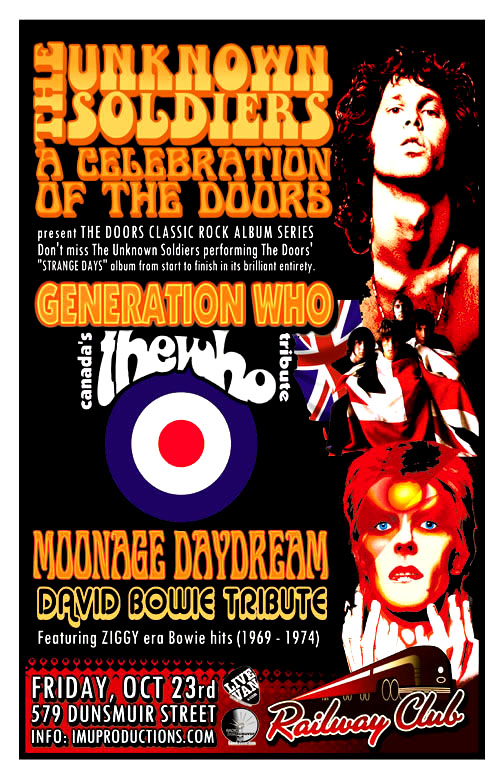 The Unknown Soldiers, Generation Who, Moonage Daydream @ Railway Club Oct 23 2015 - May 8th @ Railway Club