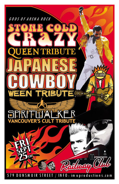 GODS OF ARENA ROCK SERIES: Stone Cold Crazy, Japanese Cowboy, Spiritwalker @ Railway Club Sep 25 2015 - Apr 30th @ Railway Club