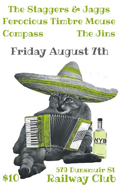 Staggers & Jaggs, Ferocious Timbre Mouse, Compass, The Jins @ Railway Club Aug 7 2015 - Jun 18th @ Railway Club