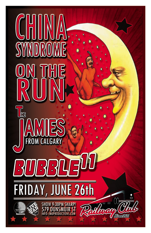 ON THE RUN, China Syndrome, Bubble11, The Jamies @ Railway Club Jun 26 2015 - May 6th @ Railway Club