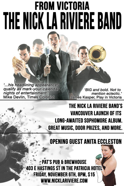 Nick La Riviere, Anita Eccleston @ Pat's Pub Nov 6 2015 - May 7th @ Pat's Pub