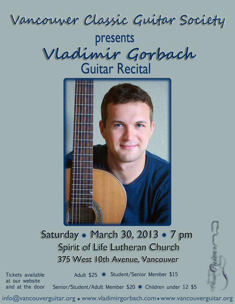 Classical Guitar Recital: Vladimir Gorbach @ Spirit of Life Lutheran Church Mar 30 2013 - May 7th @ Spirit of Life Lutheran Church