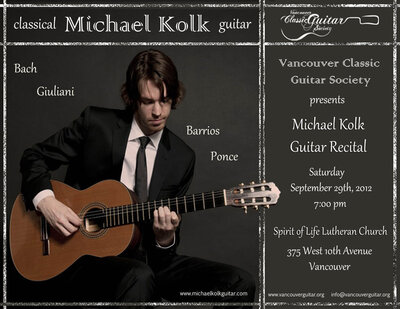 Canadian Classical Guitarist: Michael Kolk @ Spirit of Life Lutheran Church - Sep 29, 2012