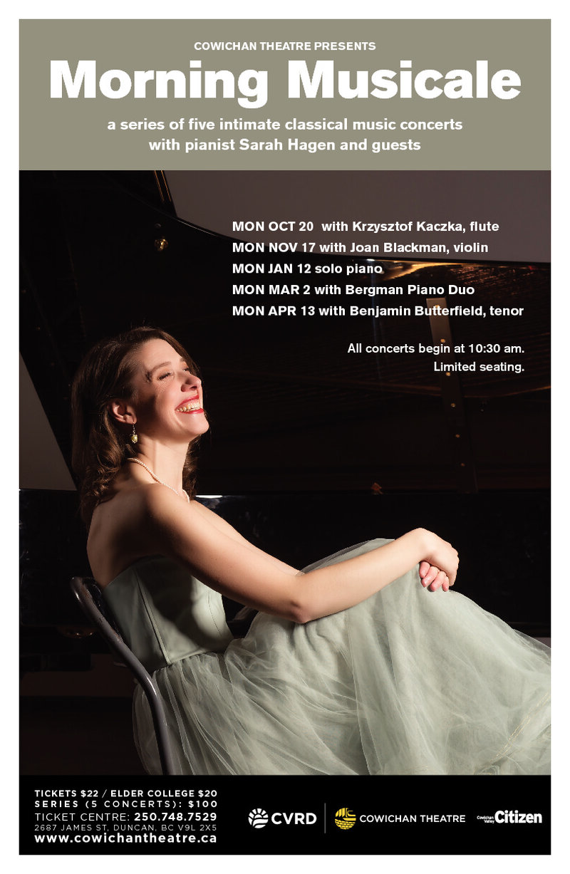 Morning Musicale: Sarah Hagan @ Cowichan Performing Arts Centre Jan 12 2015 - May 6th @ Cowichan Performing Arts Centre