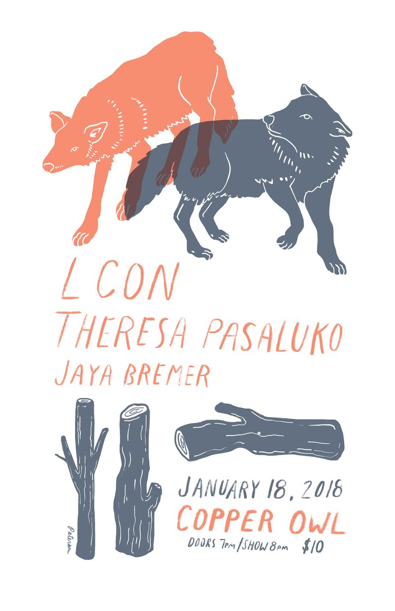 L CON, Theresa Pasaluko, Jaya Bremer @ Copper Owl Jan 18 2018 - May 6th @ Copper Owl