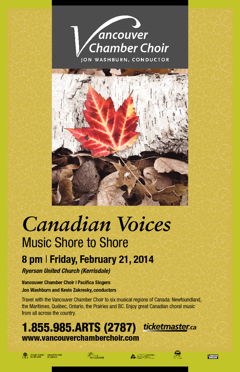 CANADIAN VOICES Music Shore to Shore: Vancouver Chamber Choir, Pacifica Singers @ Ryerson United Church Feb 21 2014 - May 10th @ Ryerson United Church