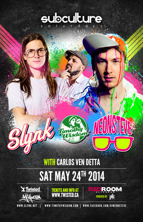 You know we always do Breaks shows up BIG&hellip; excited to announce a triple headliner show in May at SUBculture Saturdays featuring: Steve Robertson, Slynk, Timothy Wisdom, Carlos Vendetta @ The Red Room May 24 2014 - May 6th @ The Red Room