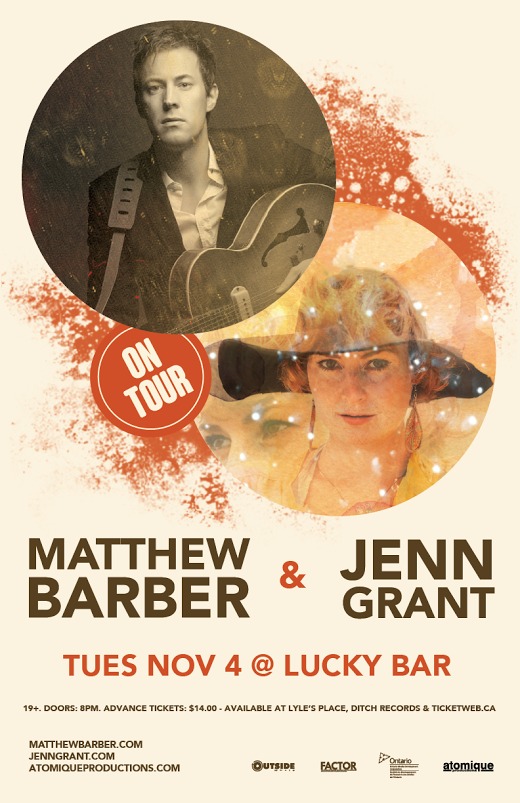 Matthew Barber, Jenn Grant @ Lucky Bar - Nov 04, 2014