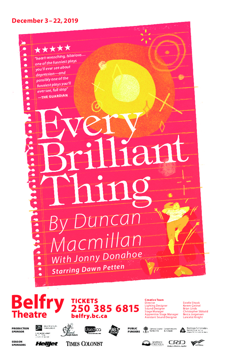 Every Brilliant Thing @ Belfry Theatre Dec 14 2019 - Jun 23rd @ Belfry Theatre