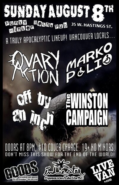 Marko Polio, , The Winston Campaign, Ovary Action @ Funky Winker Beans Aug 8 2010 - May 8th @ Funky Winker Beans