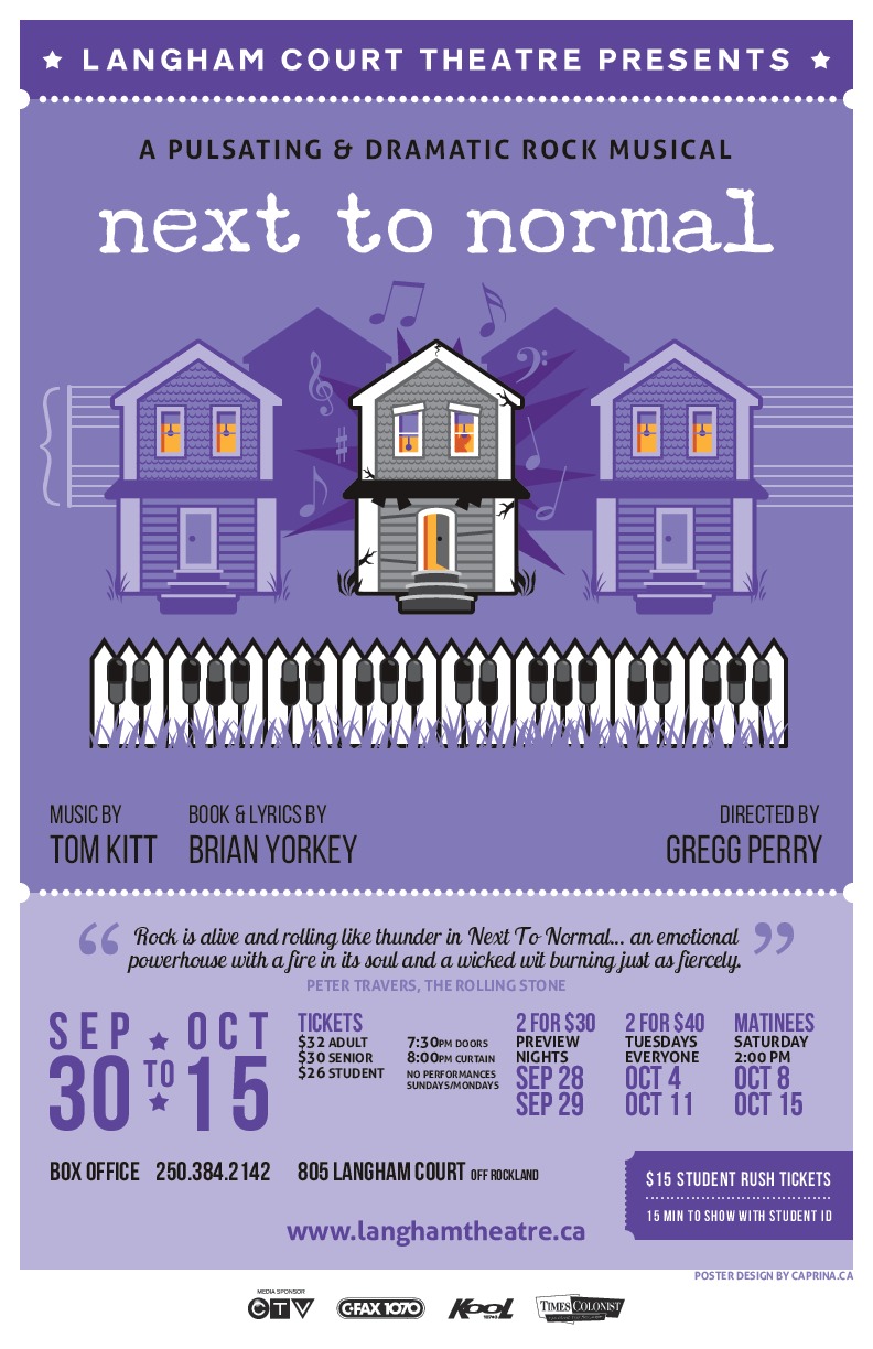 Next To Normal: Music by Tom Kitt, Book and Lyrics by Brian Yorkey, Directed by Gregg Perry, Music Direction by Steve Horak @ Langham Court Theatre Oct 4 2016 - Jun 16th @ Langham Court Theatre