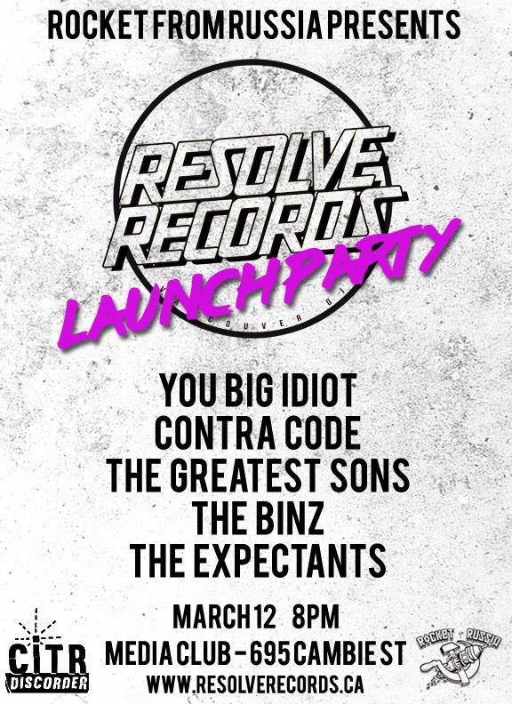 You Big Idiot, Contra Code, Greatest Sons, The Binz, The Expectants @ The Media Club Mar 12 2016 - May 14th @ The Media Club