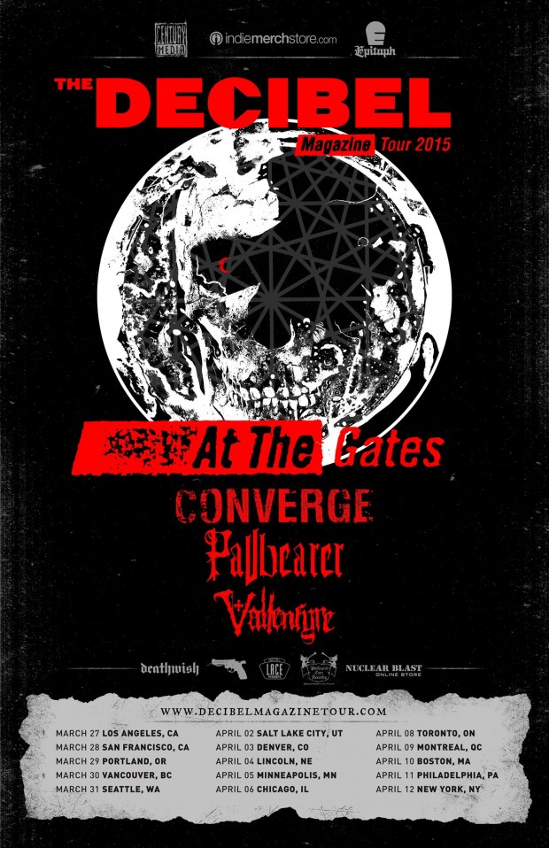 At the Gates (11:30pm), Converge (10:15), Pallbearer (9:30), Vallenfyre, Auroch @ Venue Mar 30 2015 - May 16th @ Venue