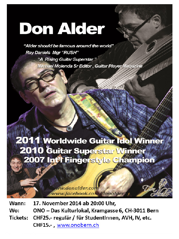 Fingerstyle & Harp Guitar: Don Alder @ Ono - Das Kulturlokal - Nov 17, 2014