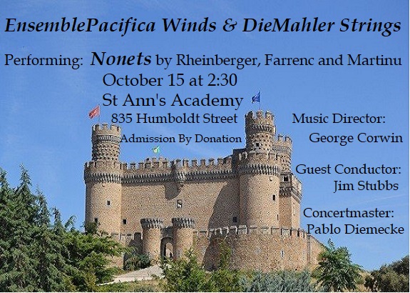 Yes Yes, Nonets: DieMahler String , Ensemble Pacifica @ St. Ann's Academy Chapel Oct 15 2017 - May 6th @ St. Ann's Academy Chapel