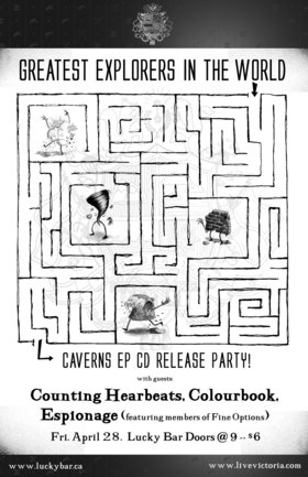 CD RELEASE PARTY!!!: Greatest Explorers In The World, Counting Heartbeats, Colourbook, espionage @ Lucky Bar Apr 28 2006 - May 8th @ Lucky Bar