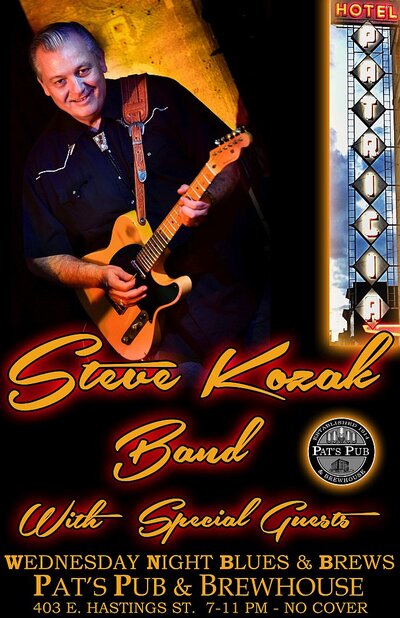 Wednesday Night Blues & Brews: Steve Kozak Band  @ Pat's Pub Oct 19 2016 - May 9th @ Pat's Pub
