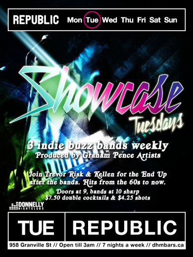 SHOWCASE! Tuesdays @ Republic: Like Animals Again, Darker The Sky @ Republic Mar 16 2010 - May 10th @ Republic