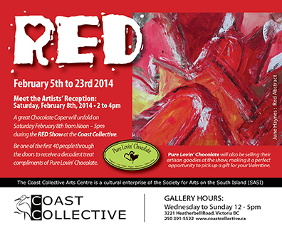 RED @ Coast Collective Art Society Feb 5 2014 - Jul 28th @ Coast Collective Art Society