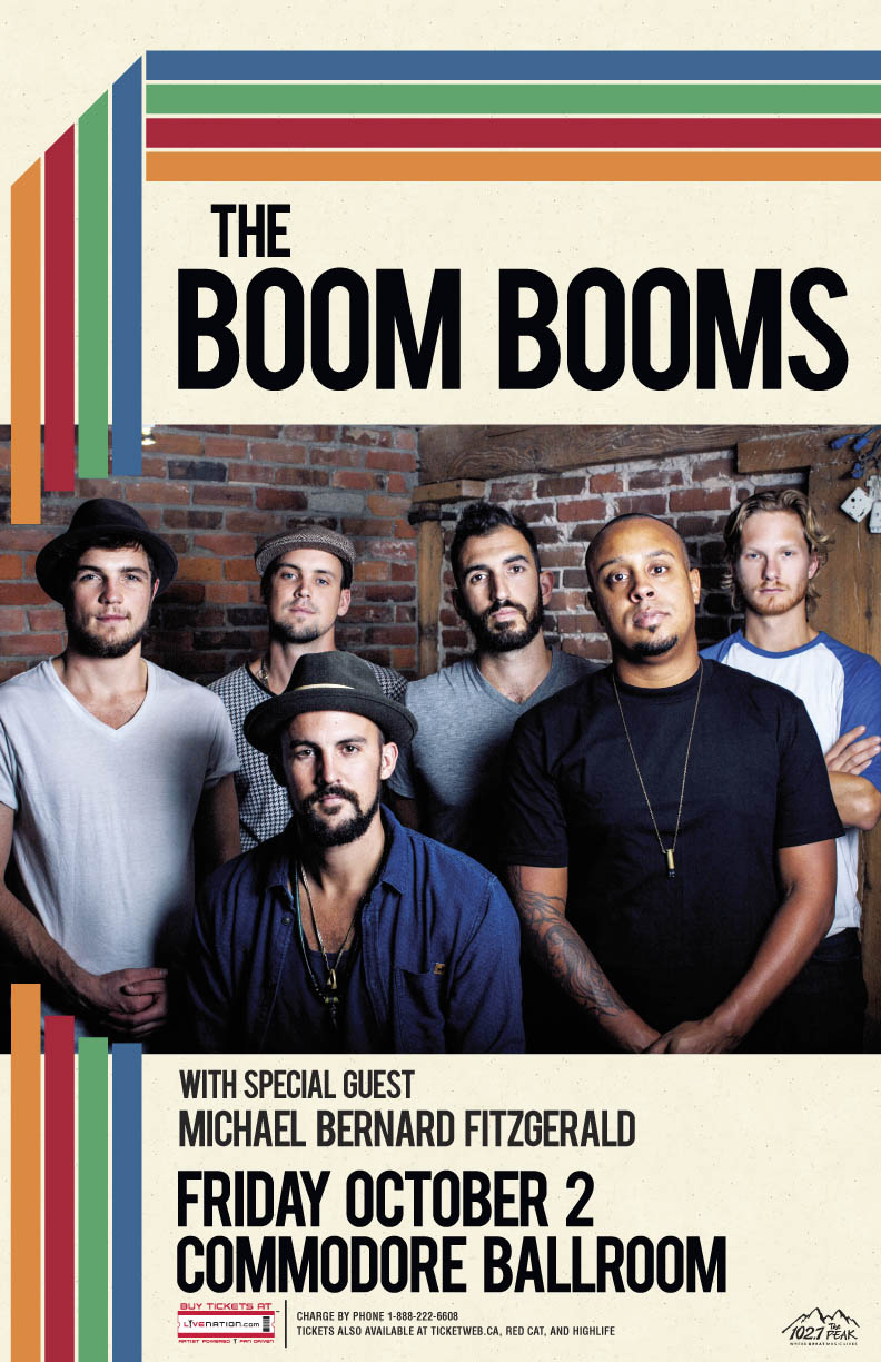 The Boom Booms (10:45), Michael Bernard Fitzgerald (9:30pm) @ The Commodore Ballroom Oct 2 2015 - Apr 30th @ The Commodore Ballroom