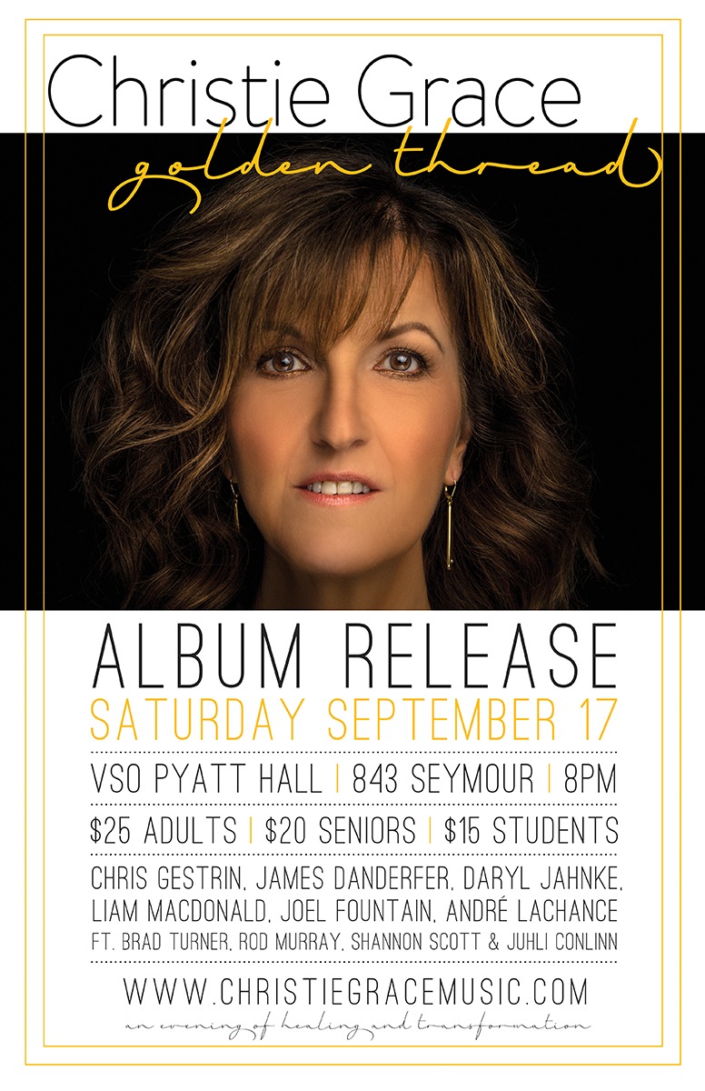 Album Release: Christie Grace, Chris Gestrin, James Danderfer @ VSO School of Music (Pyatt Hall) Sep 17 2016 - May 7th @ VSO School of Music (Pyatt Hall)