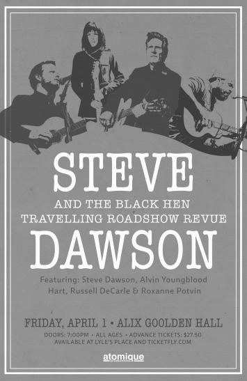Steve Dawson, Alvin Youngblood Hart, Russell DeCarle, Roxanne Potvin @ Alix Goolden Performance Hall Apr 1 2016 - May 7th @ Alix Goolden Performance Hall