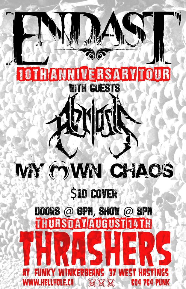 Endast, Dead Asylum, MOC @ Funky Winker Beans Aug 14 2014 - May 13th @ Funky Winker Beans