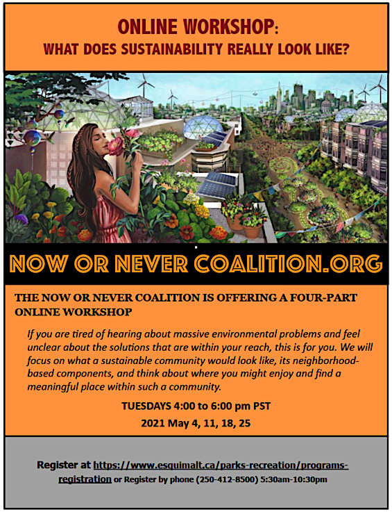 Living Sustainably - A Workshop Series: Kim Kendall, Eleanor Calder @ Online via Esquimalt Coomunity Centre - May 04, 2021
