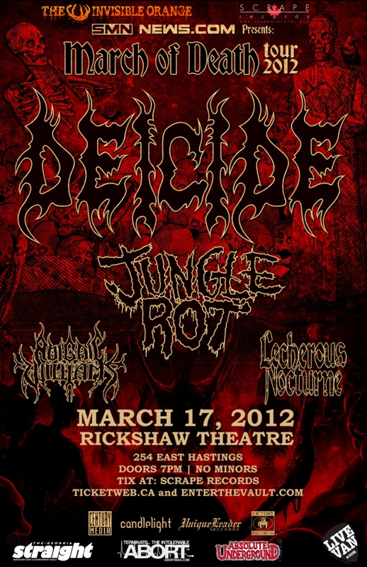 Deicide, Jungle Rot, Abigail Williams, Lecherous Nocturne @ Rickshaw Theatre Mar 17 2012 - May 5th @ Rickshaw Theatre