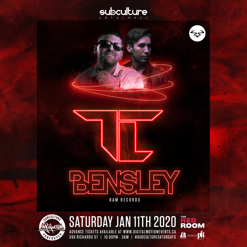 TC & Bensley at SUBculture Saturdays @ The Red Room Jan 11 2020 - Jun 16th @ The Red Room