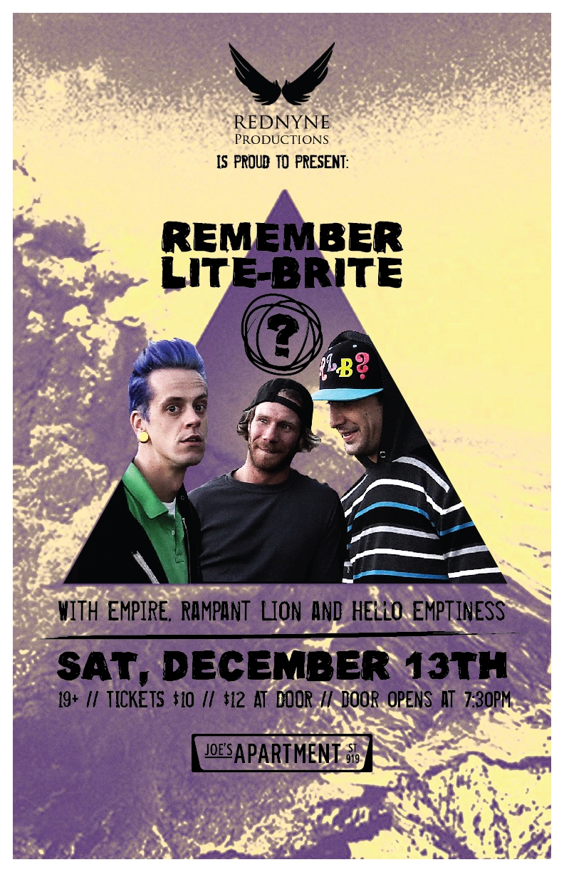 REMEMBER LITE-BRITE, Empire, Rampant Lion, Hello Emptyness @ Joe's Apartment Dec 13 2014 - May 12th @ Joe's Apartment
