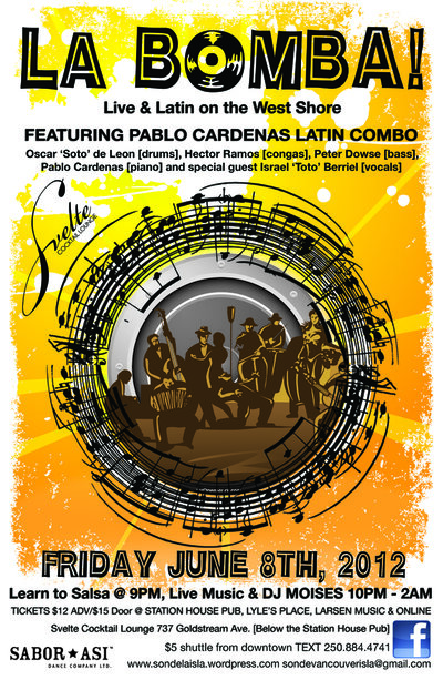 'La Bomba' is a monthly Latin club night hosted in a brand spanking new venue, which is licensed until 2am!: Pablo Cardenas, Hector Ramos, Peter Dowse, Oscar 'Soto' de Leon, Israel Toto Berriel @ Svelte Cocktail Lounge Jun 8 2012 - Jun 10th @ Svelte Cocktail Lounge