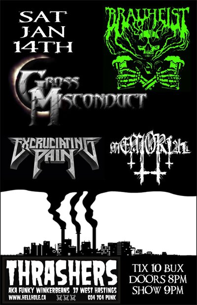Brauheist , Gross Misconduct, Excruciating Pain, Memorial @ Funky Winker Beans Jan 14 2012 - May 5th @ Funky Winker Beans