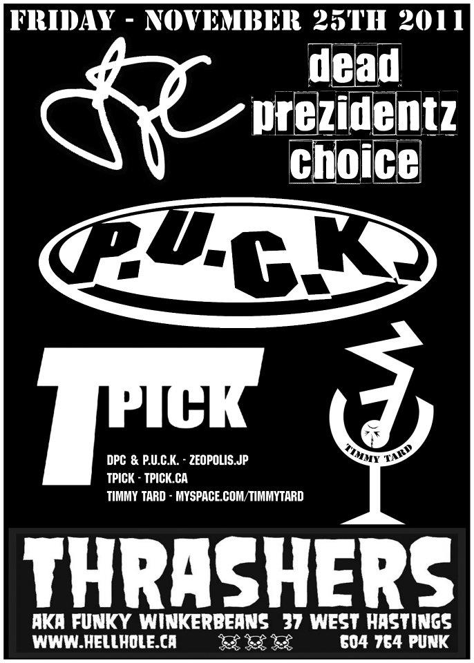 METALHEADS RAPPING!: Dead Prezidentz Choice, P.U.C.K., T PICK, Barry Butler @ Funky Winker Beans Nov 25 2011 - May 16th @ Funky Winker Beans
