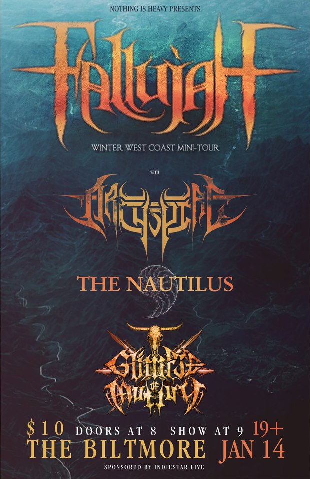 Fallujah, Archspire, The Nautilus, Glimpse of Mutiny @ The Biltmore Cabaret Jan 14 2013 - May 9th @ The Biltmore Cabaret